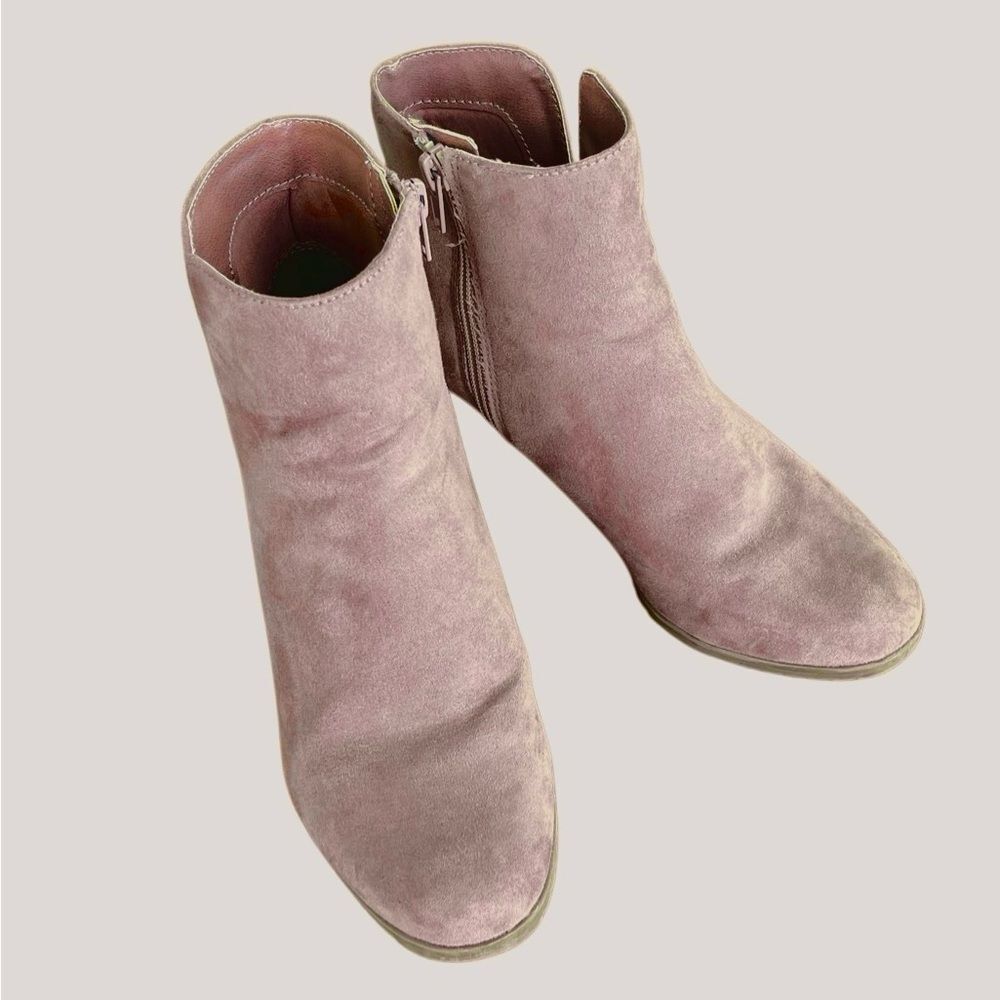 Style & Co Haidynn Taupe Suede Wedge Ankle Boots Zip Booties Women’s 7